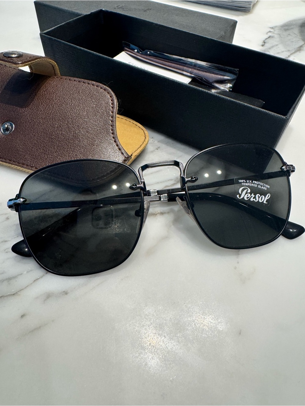 NIB Persol 2490S Black Metal Sunglasses